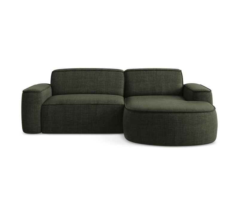 Canapé D'angle 2,5 Places Modulaire Droit Omao En Tissu Texturé Olive