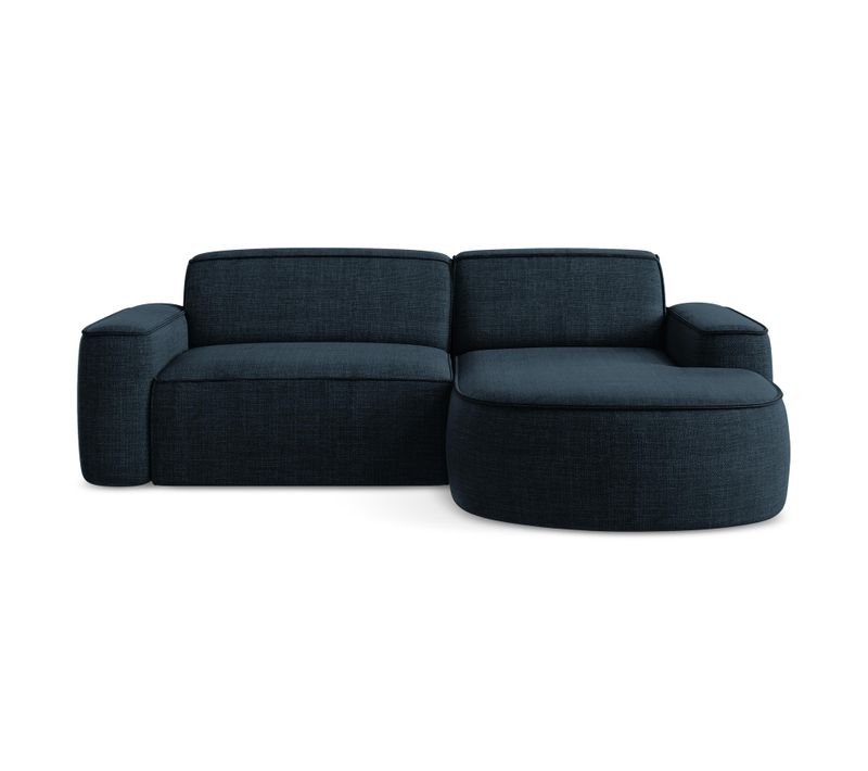 Canapé D'angle 2,5 Places Modulaire Droit Omao En Tissu Texturé Bleu Royal