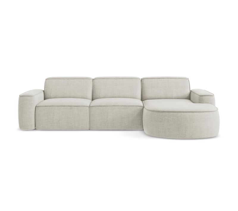 Canapé D'angle 3 Places Modulaire Droit Omao En Tissu Texturé Beige Clair