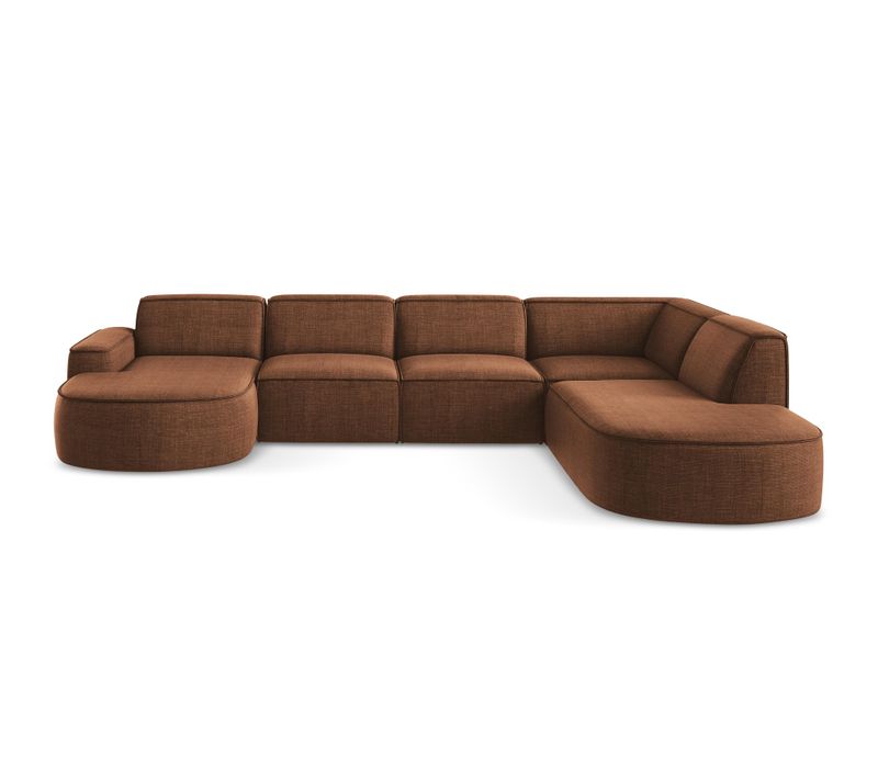 Canapé Panoramique 5 Places Modulaire Omao En Tissu Texturé Terre Cuite