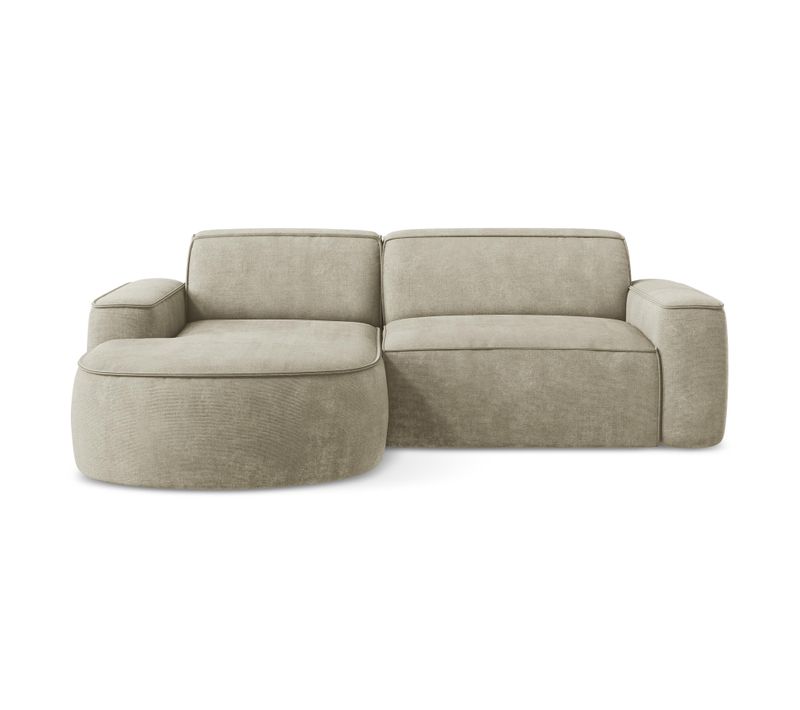 Canapé D'angle 2,5 Places Modulaire Gauche Omao En Tissu Chenille Beige