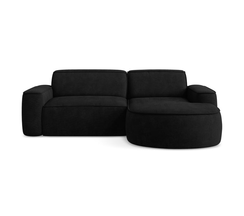 Canapé D'angle 2,5 Places Modulaire Droit Omao En Tissu Chenille Noir