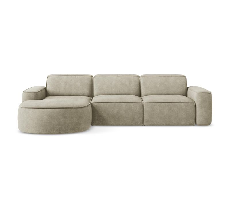 Canapé D'angle 3 Places Modulaire Gauche Omao En Tissu Chenille Beige