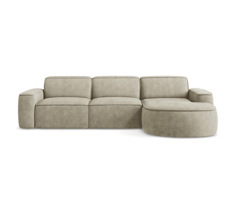 Canapé D'angle 3 Places Modulaire Droit Omao En Tissu Chenille Beige