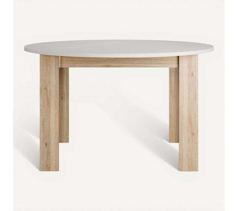 Table ronde Unik Imitation chêne / Grège