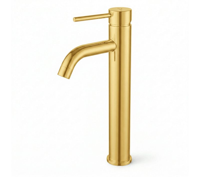 Mitigeur Lavabo Haut Vasque À Poser Robinet Salle De Bain Or Verti
