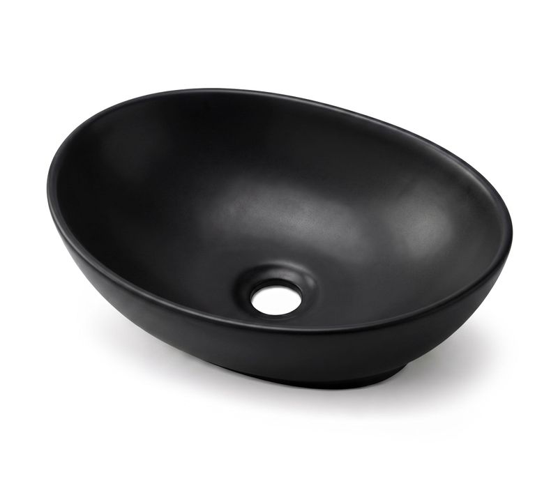 Vasque À Poser Ovale Ovalis Céramique 41 Cm Noir Mat