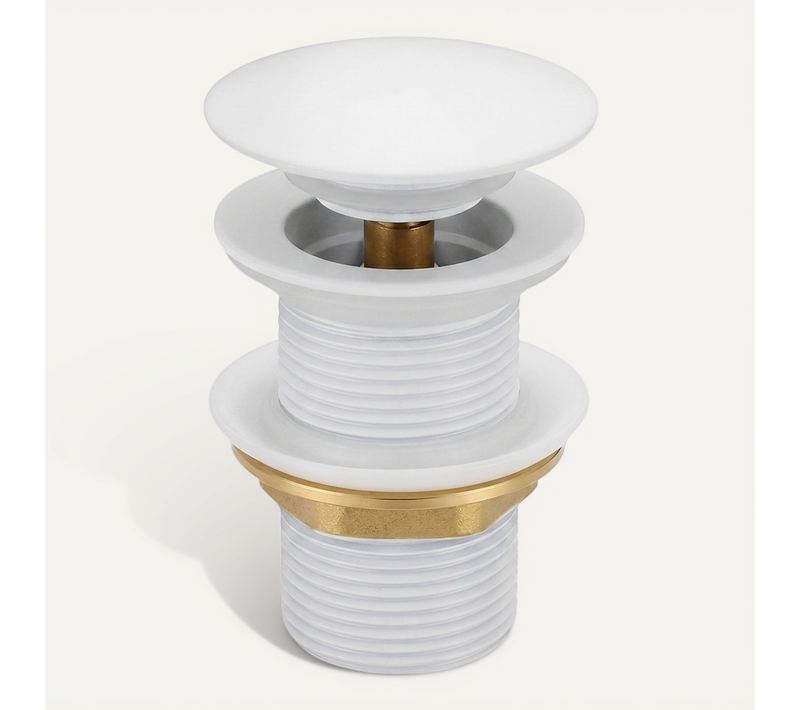 Bonde Lavabo Clic Clac Sans Trop Plein Acier Inoxydable Blanc