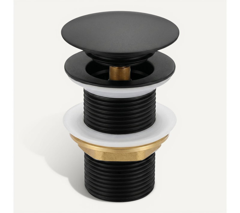 Bonde Lavabo Clic Clac Sans Trop Plein Acier Inoxydable Noir