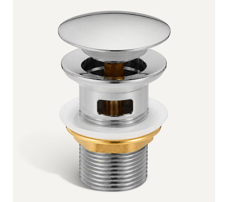 Bonde Lavabo Clic Clac Avec Trop Plein Acier Inoxydable Chrome