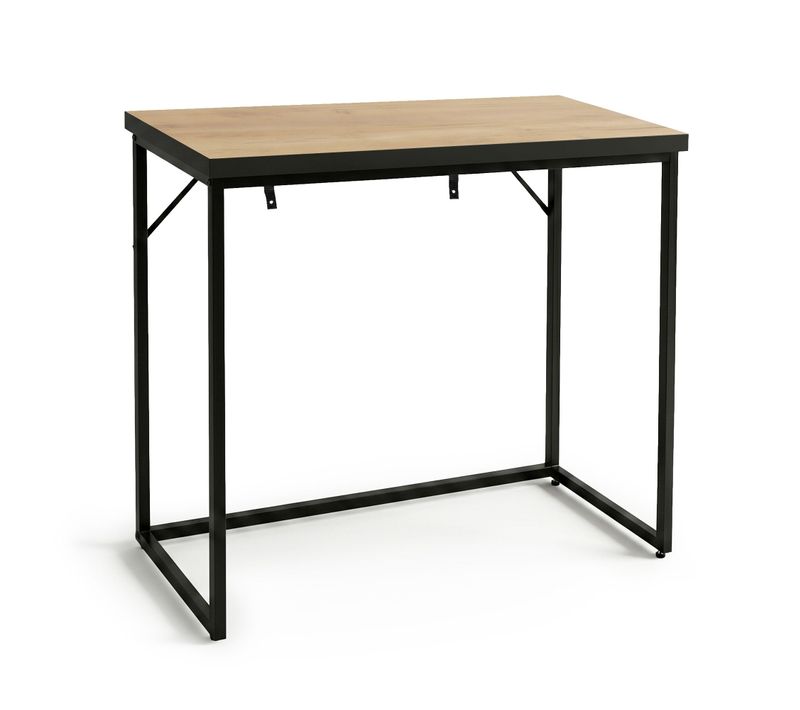 Table Console Style Loft Origo 90 Cm Chêne Craft Pieds Noirs