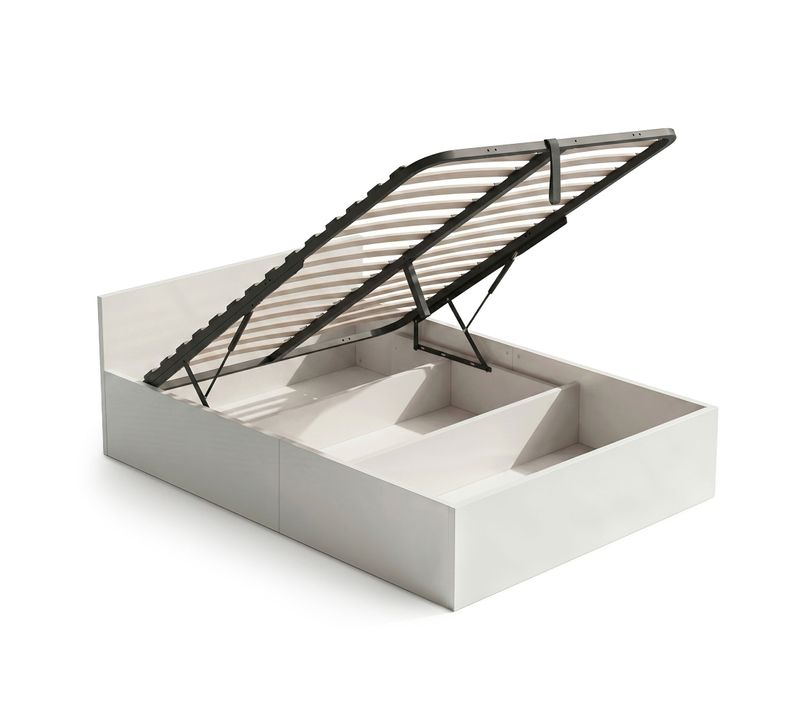 Lit Coffre 120x200 Cm Sommier Relevable En Métal Blanc