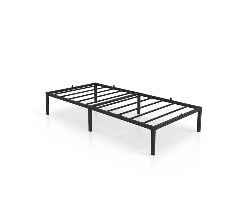 Lit En Métal 90x190 Cm Lit D'appoint Pliant Avec Cadre En Métal Et Sommier À Lattes Noir 6 Pieds
