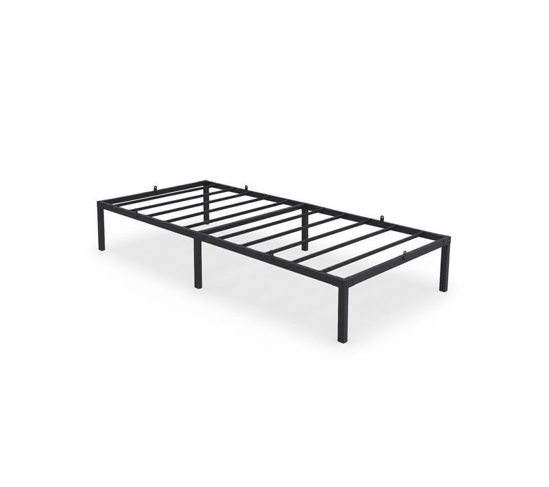 Cadre De Lit Pliable En Métal 90x200 Cm Sommier Noir Lit D'appoint 6 Pieds 10 Lattes