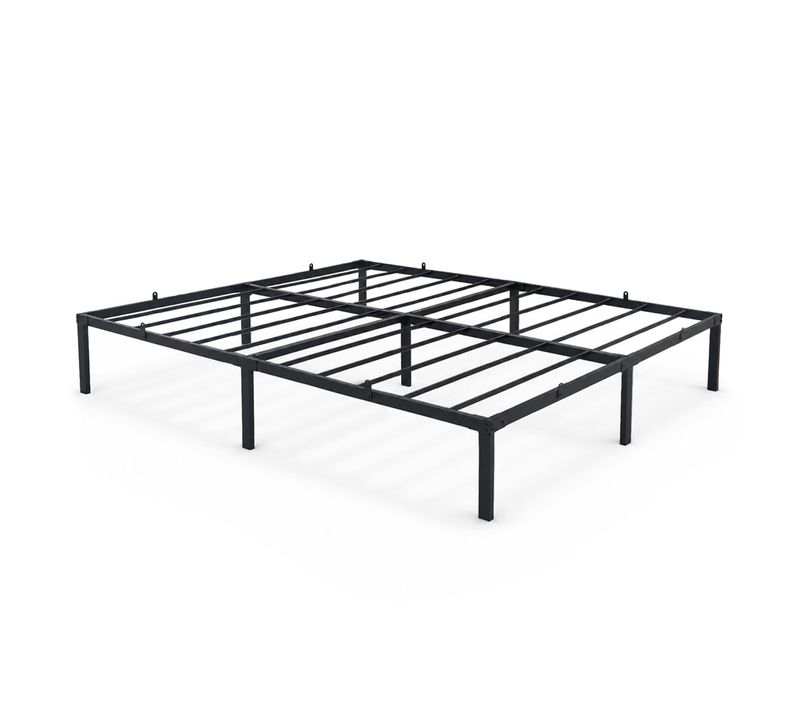 Lit En Métal 160x200 Cm Lit D'appoint Pliant Avec Cadre En Métal Et Sommier À Lattes Noir 9 Pieds