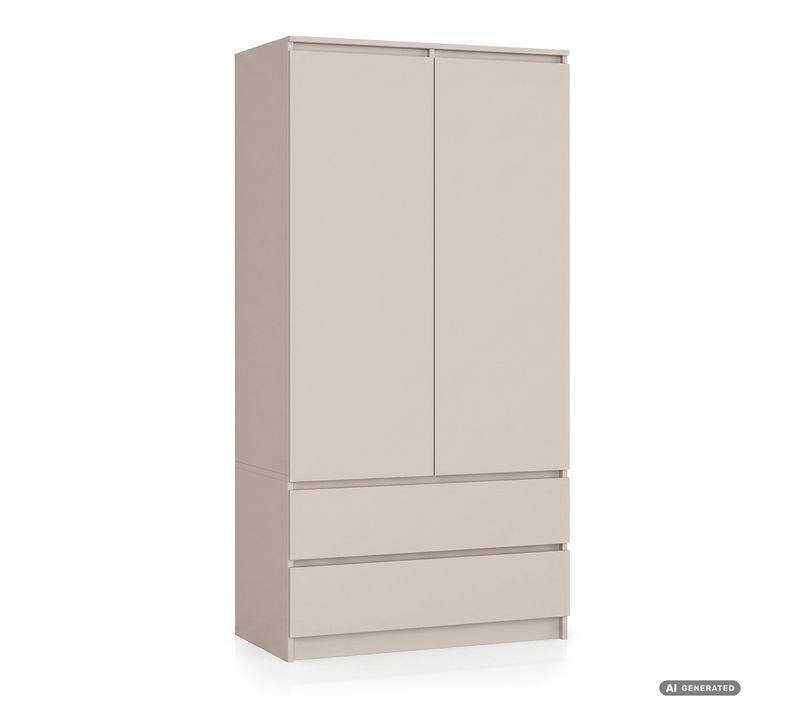 Armoire Akord S90 Cachmire 90 Cm 2 Portes 2 Tiroirs Façade Cachmire 4 étagères 90x51x180 Cm