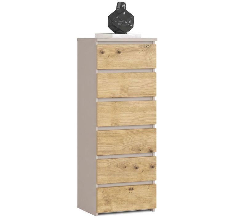 Commode Cl6 Cachemire 40 Cm 6 Tiroirs Façade Chêne Artisan 40x35x109 Cm