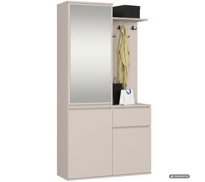 Meuble D Entree Entro Cachemire 95 Cm Avec Miroir Et Meuble A Chaussures
