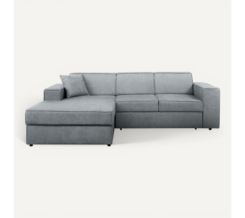 Canapé D'angle Convertible Pedro L, 267 Cm, Gris Clair, Côté Gauche