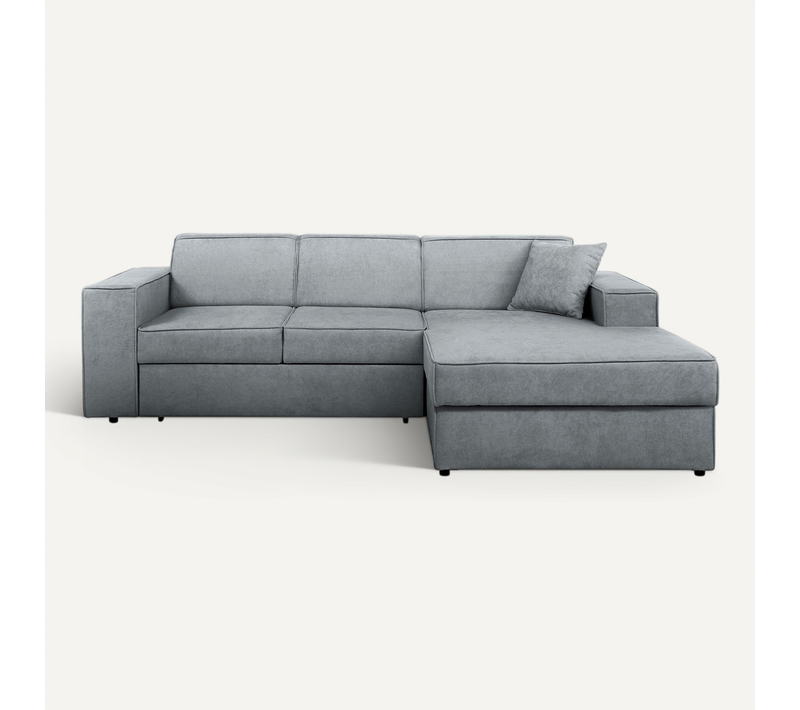 Canapé D'angle Convertible Pedro L, 267 Cm, Gris Clair, Côté Droite
