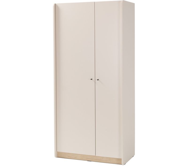 Armoire Alex, 2 Portes, 90×195 Cm, Avec Tringle à Vêtements Et 8 Étagères, Couleur : Beige Sable