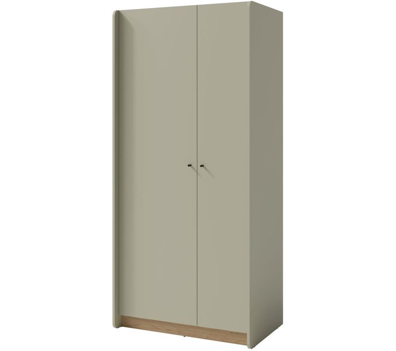Armoire Alex, 2 Portes, 90×195 Cm, Avec Tringle à Vêtements Et 8 Étagères, Couleur : Eucalyptus