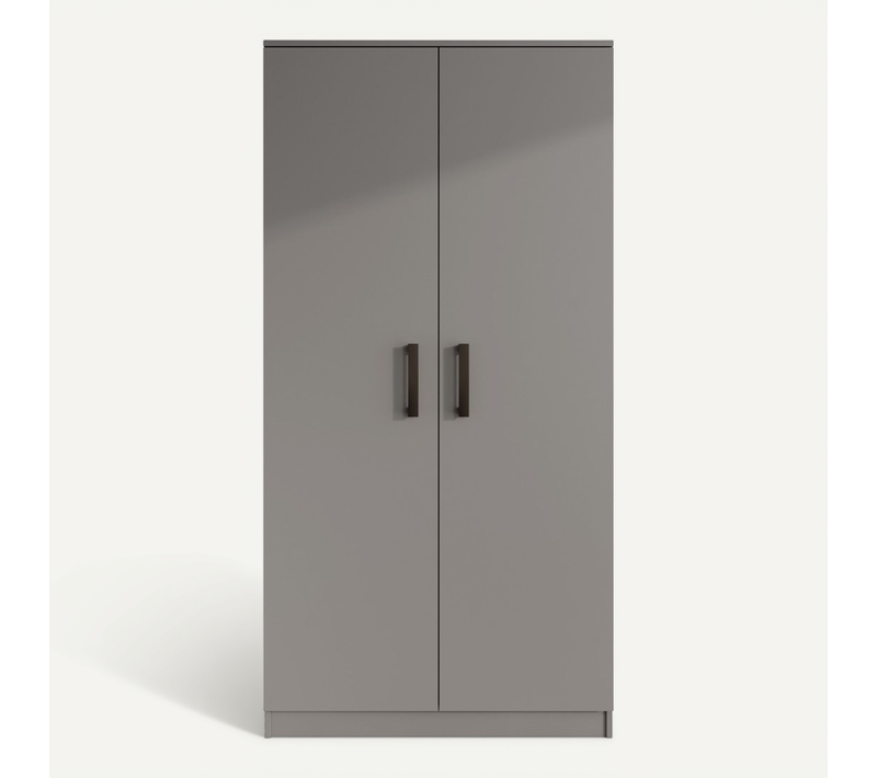Armoire Trend 2 Portes 90 cm Graphite  – Penderie, 5 Étagères