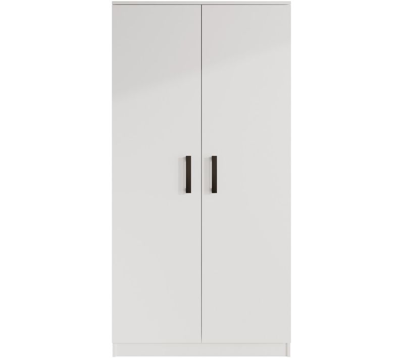 Armoire Trend 2 Portes 90 cm Blanc –  Penderie, 5 Étagères