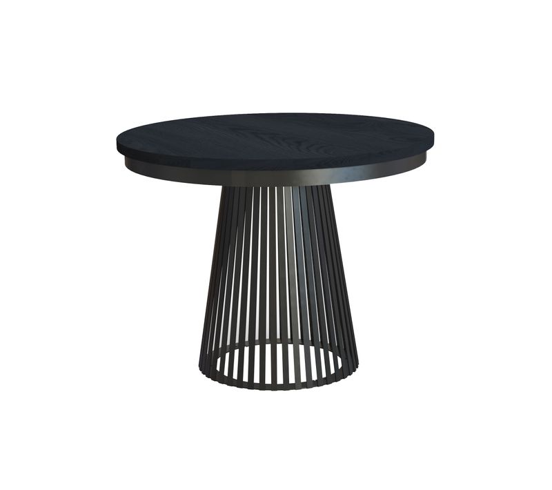 Table Ronde Lumi Ø 100–180 Cm Extensible, Pieds En Métal, Style Loft, Couleur : Noir/noir