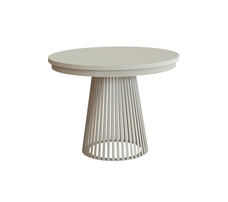 Table Ronde Lumi Ø 100–180 Cm Extensible, Pieds En Métal, Style Loft, Couleur : Cachemire/cachemire