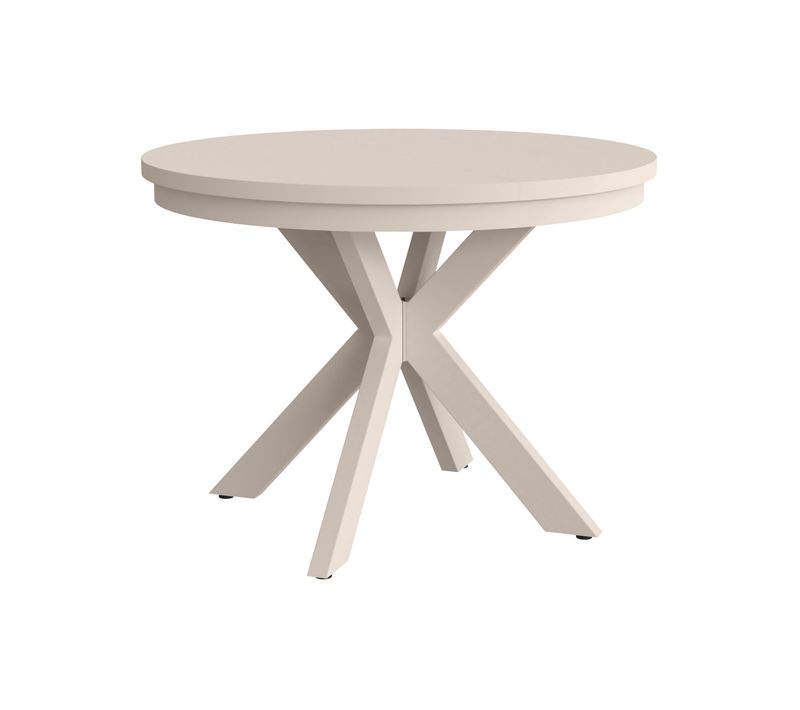Table Ronde Bilbao Ø100–180 cm Extensible, Pieds En Métal, Style Loft, Couleur : Cachemire/cachemire