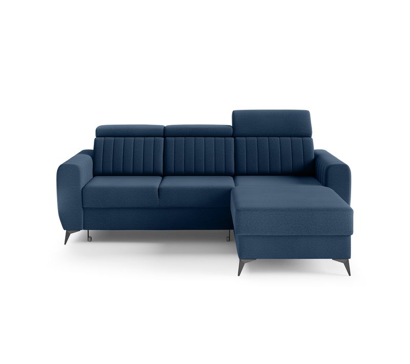 Canapé D’angle Connor I Convertible Avec Coffre - Ottomane Universelle - Bleu Marine