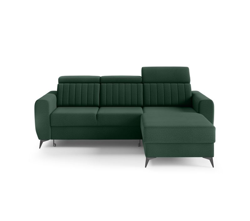 Canapé D’angle Connor I Convertible Avec Coffre - Ottomane Universelle - Verte Foncé