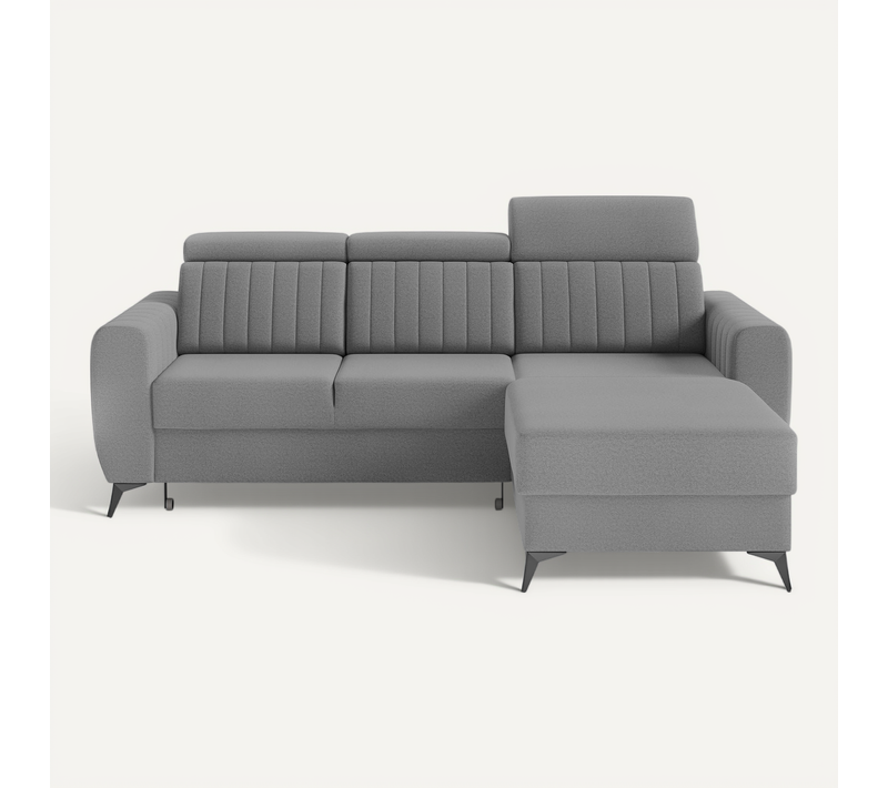 Canapé D’angle Connor I Convertible Avec Coffre - Pouf Universelle - Gris Foncé