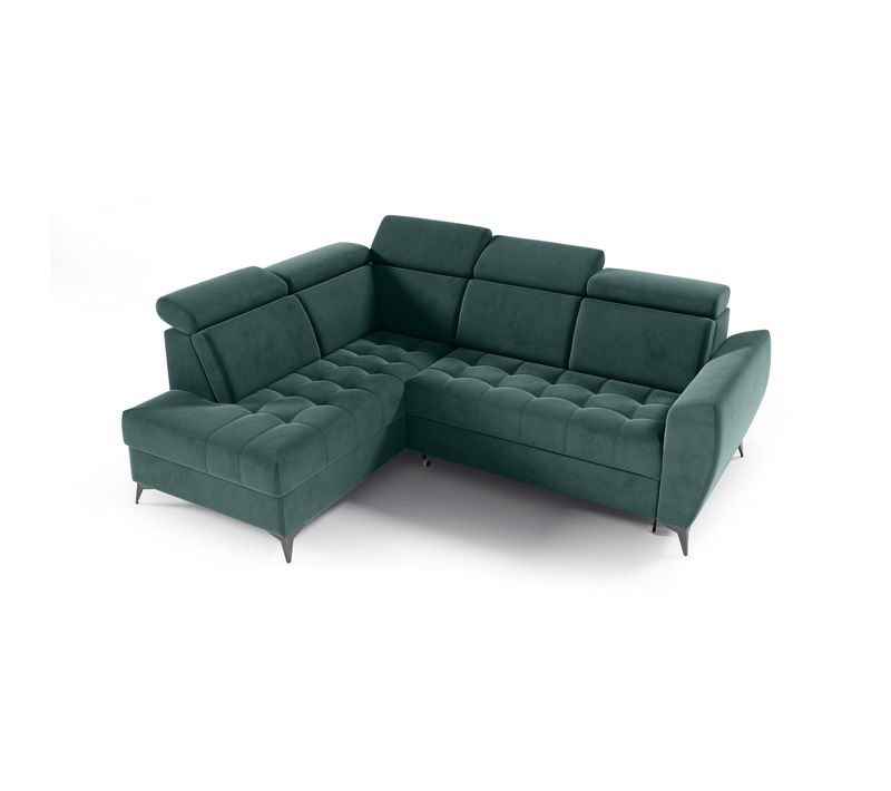 Canapé D’angle Aurora II Convertible Avec Coffre - Ottomane Gauche - Vert Foncé