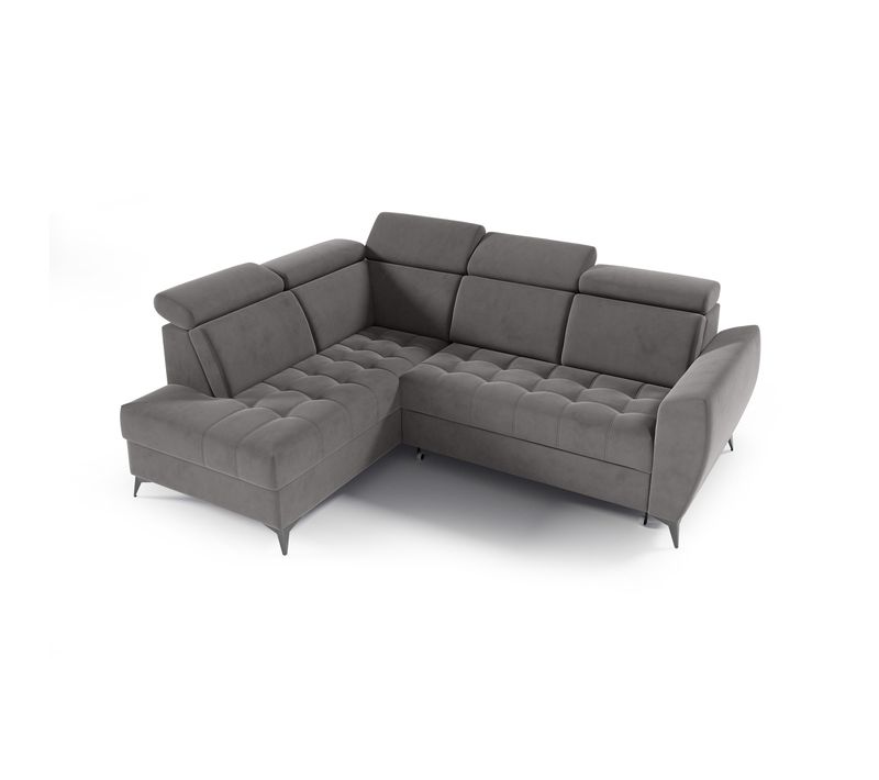 Canapé D’angle Aurora II Convertible Avec Coffre - Ottomane Gauche - Gris