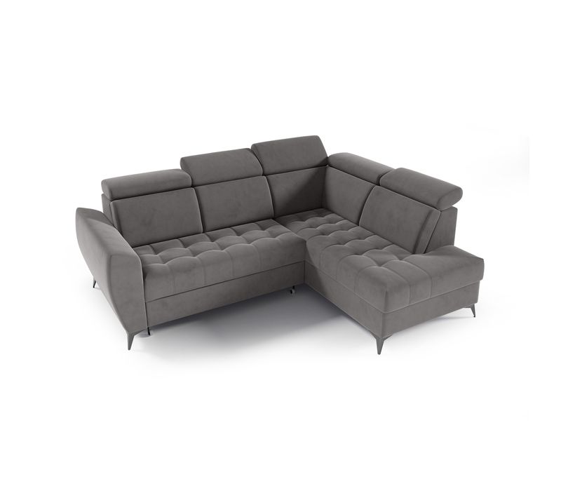 Canapé D’angle Aurora II Convertible Avec Coffre - Ottomane Droit - Gris