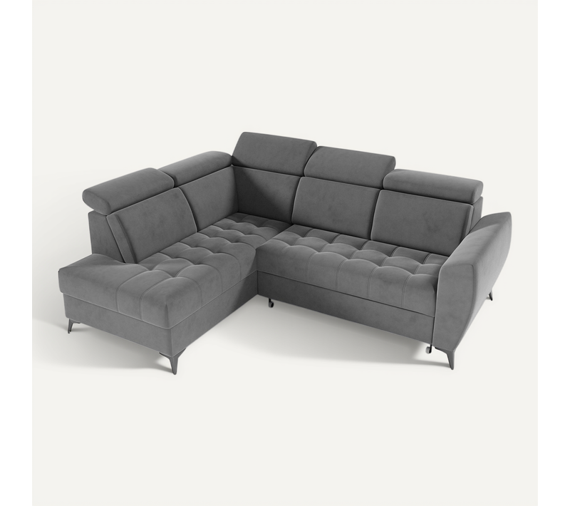 Canapé D’angle Aurora II Convertible Avec Coffre - Ottomane Gauche - Gris Foncé