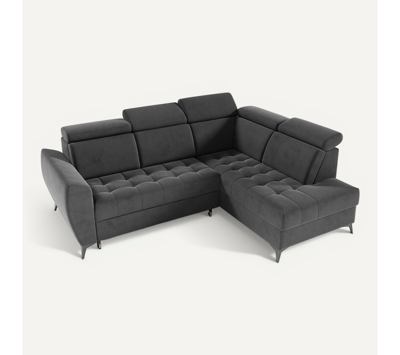 Canapé D’angle Aurora II Convertible Avec Coffre - Pouf Droit - Graphite