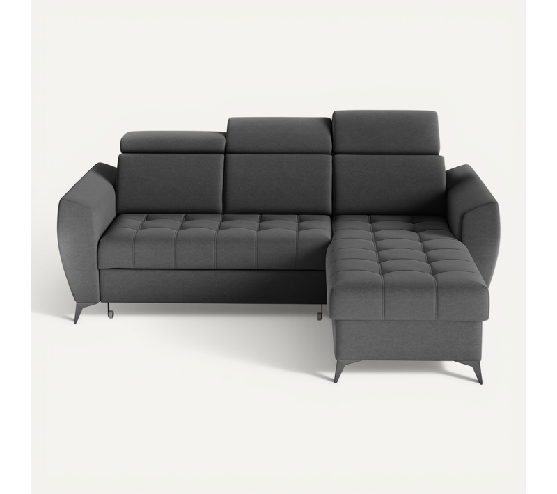 Canapé D’angle Aurora I Convertible Avec Appuie-têtes Réglables - Graphite