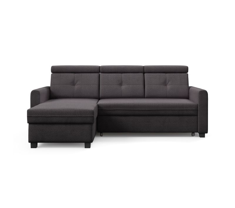 Canapé D’angle Milano Convertible Avec Coffre - Ottomane Gauche - Anthracite