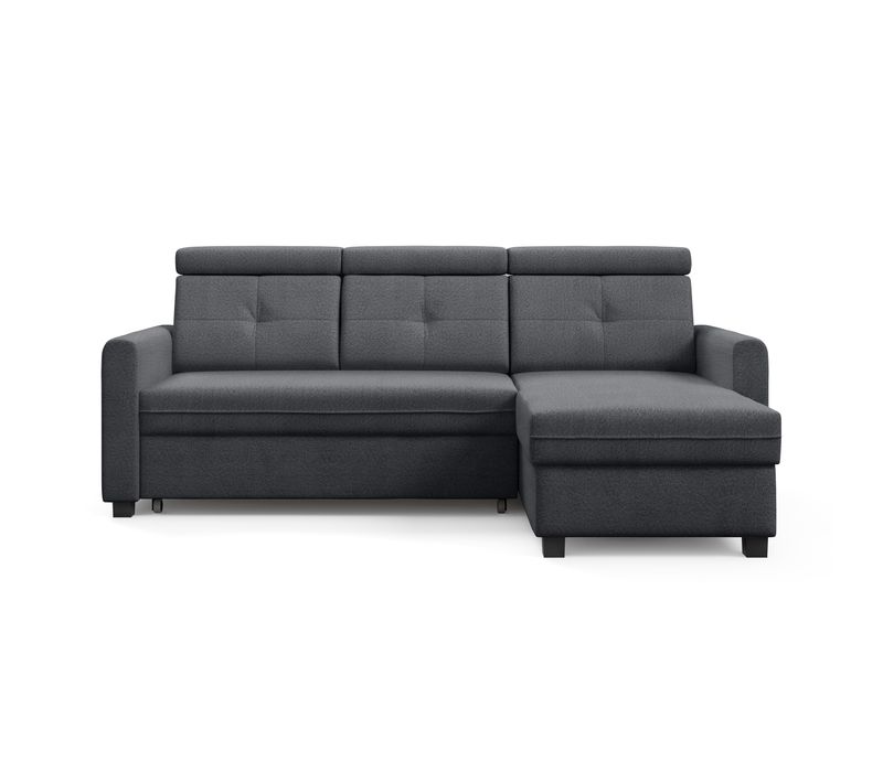 Canapé D’angle Milano Convertible Avec Coffre - Ottomane Droit - Graphite