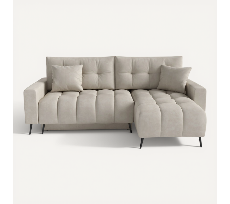 Canapé D’angle Denver Convertible Avec Coffre - Ottomane Universelle - Beige