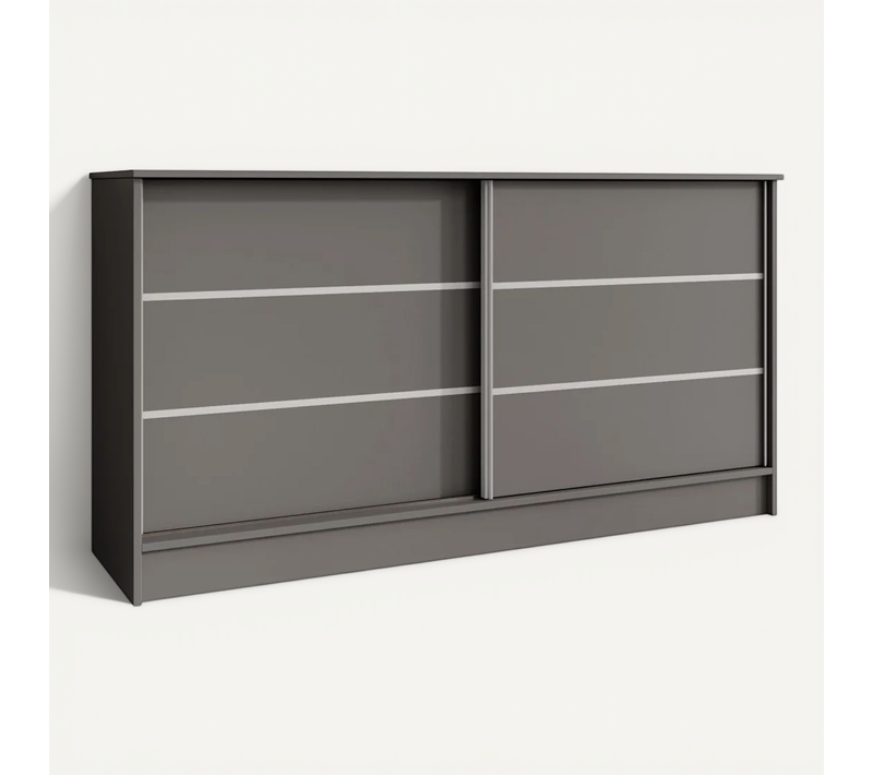 Commode MIRELA 160cm Buffet Moderne Avec 2 Portes Coulissantes Graphite