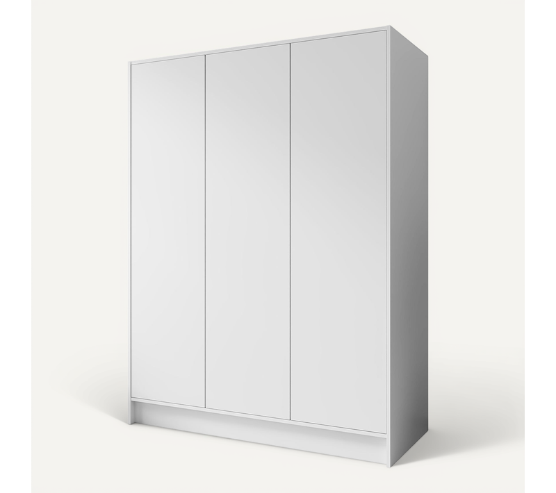 Armoire Gava 150cm - Armoire 3 Portes Battantes, Système Push-to-open, Blanc