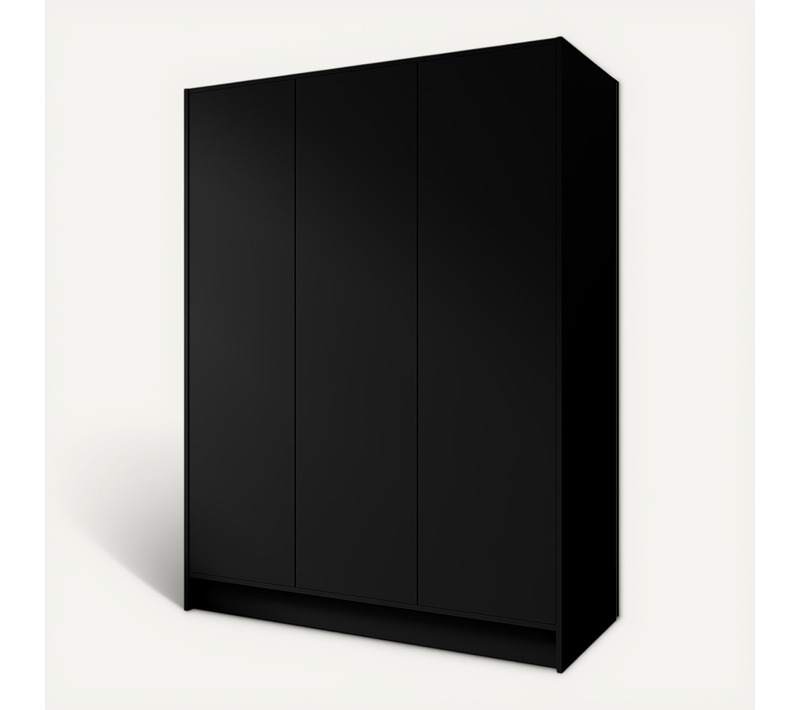 Armoire Gava 150cm - Armoire 3 Portes Battantes, Système Push-to-open, Noir