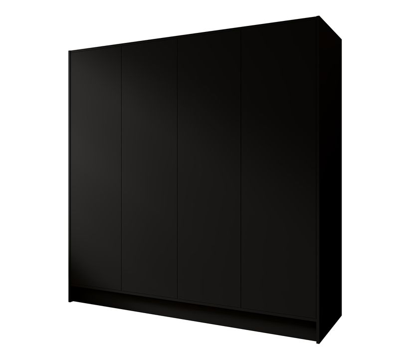 Armoire Gava 200cm - Armoire 4 Portes Battantes, Système Push-to-open, Noir