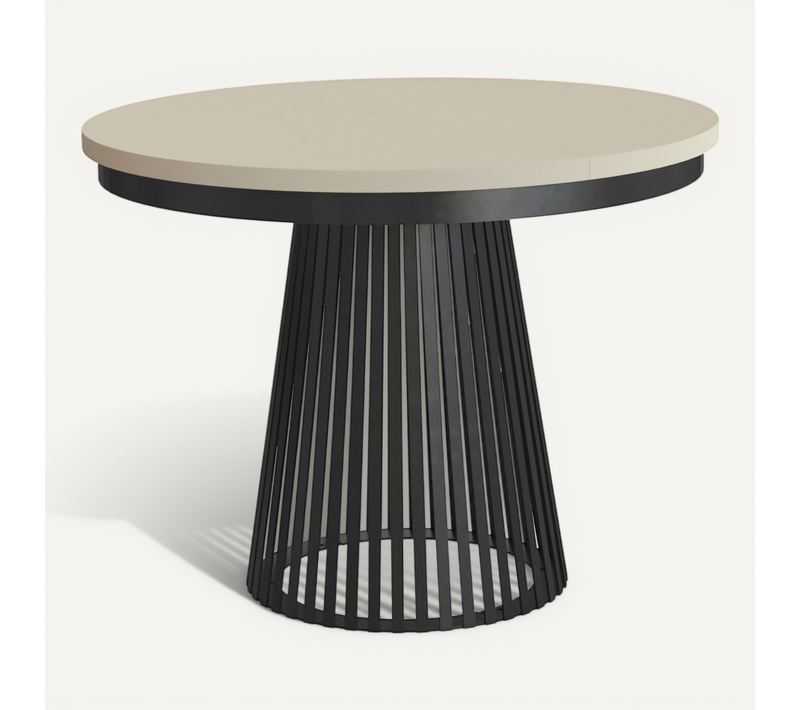 Table À Manger Ronde Extensible LUMI Ø100-180 cm Noir Cachemire – Style Scandinave Loft