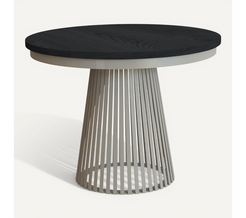 Table À Manger Ronde Extensible LUMI Ø100-180 cm Cachemiere/Noir – Style Scandinave Loft