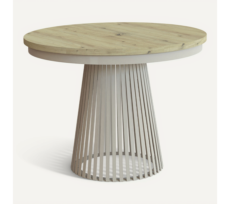 Table À Manger Ronde Extensible LUMI Ø100-180 cm Cachemire Chêne Artisan – Style Scandinave Loft